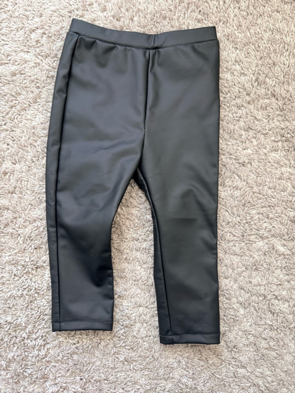 Zara Black Faux Leather Kids Leggings